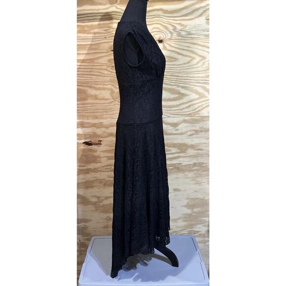 Vintage Mariage Lace Hi Low Maxi Dress Size 6 Black Lace Bohemian Whimsigoth - Picture 7 of 15
